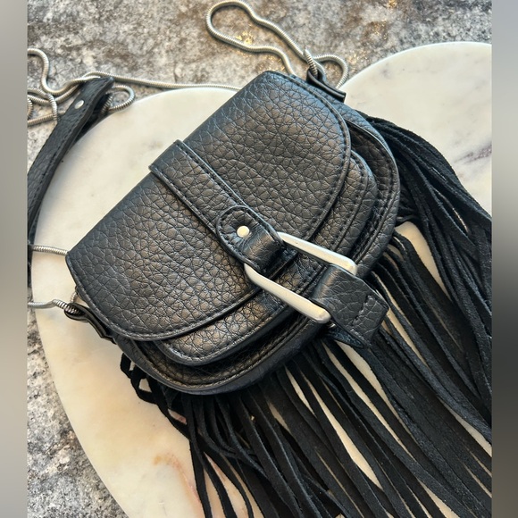 Fringe Dolce Vita DV Leather Black Mini Small Purse - Picture 11 of 12